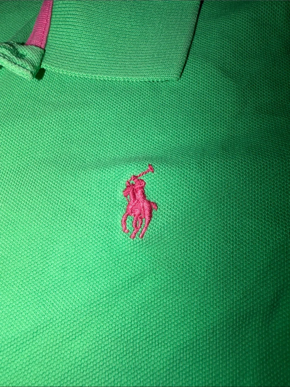 Ralph Lauren Girls' Mint Polo with Pink Logo Trim